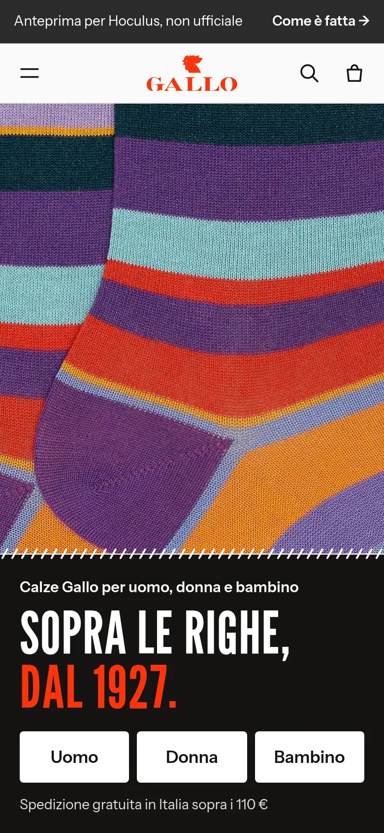 La home rifatta, dal telefono: la maglia di una calza Multicolor e il polsino con Uomo, Donna, Bambino