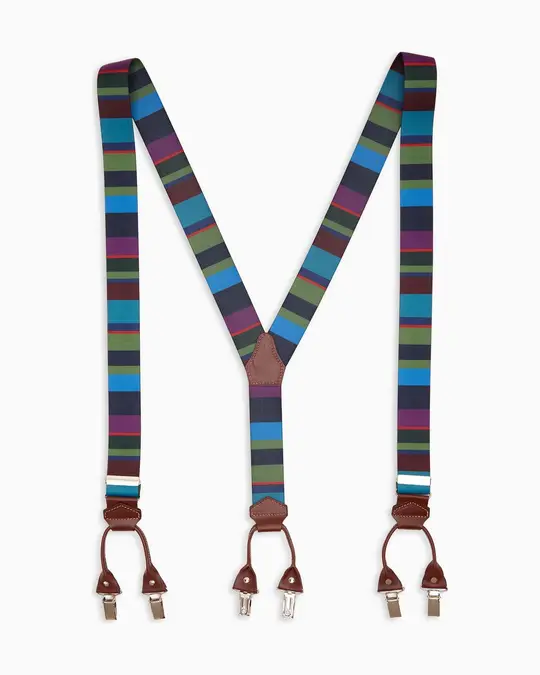 Bretella elastica unisex a righe multicolor blu