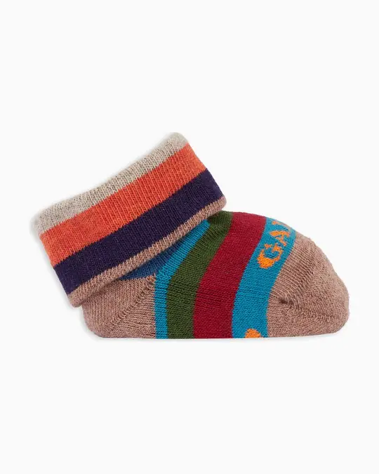 Babbucce bambino cotone caldo beige righe multicolor