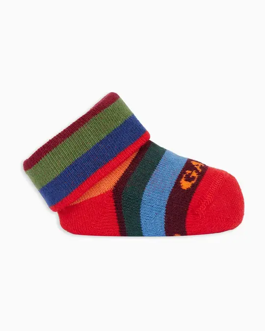 Babbucce bambino cotone caldo rosso righe multicolor