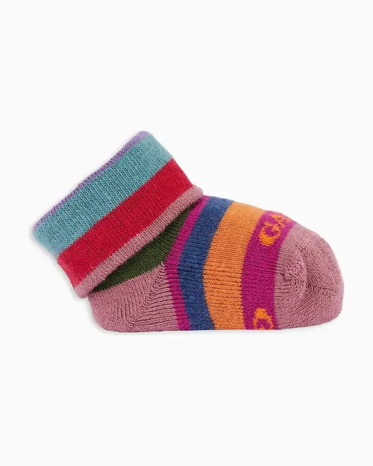 Babbucce bambino cotone caldo rosa righe multicolor