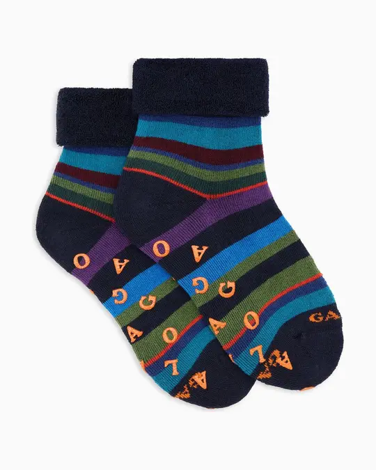Calze antiscivolo bambino cotone caldo blu righe multicolor