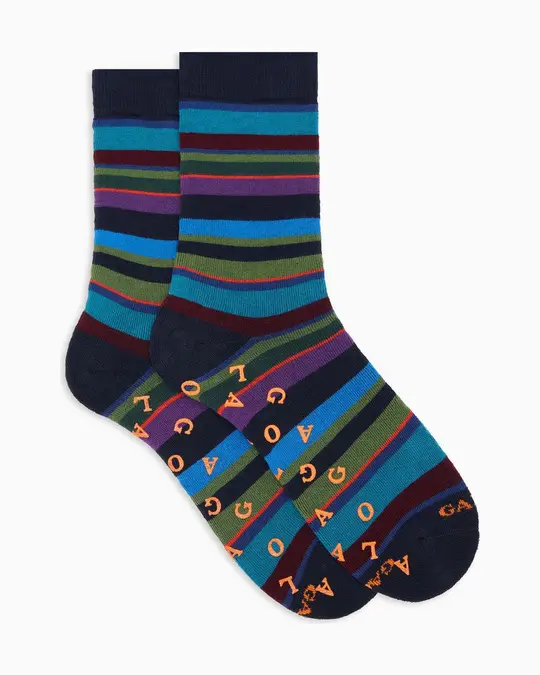 Calze corte antiscivolo uomo cotone caldo blu righe multicolor