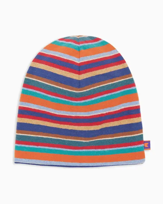 Berretto reversibile unisex pile azzurro righe multicolor