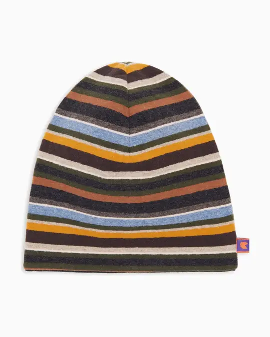 Berretto reversibile unisex pile grigio righe multicolor