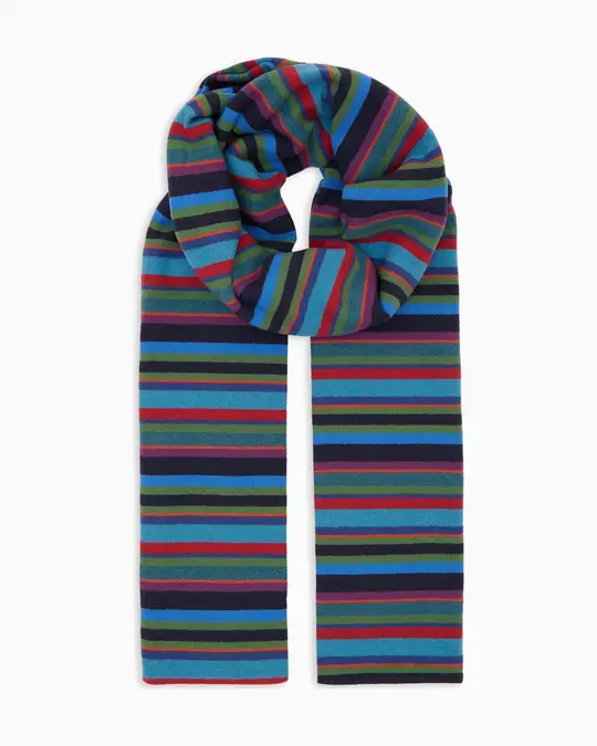 Sciarpa unisex pile blu righe multicolor