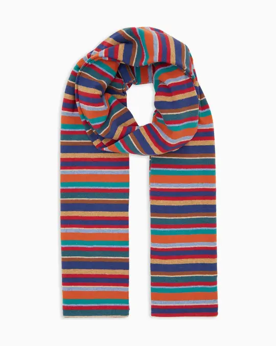 Sciarpa unisex pile azzurro righe multicolor
