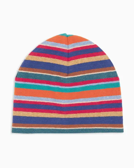 Calotta bambino pile azzurro righe multicolor