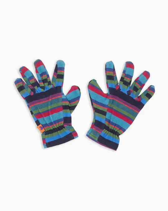 Guanti bambino pile blu righe multicolor