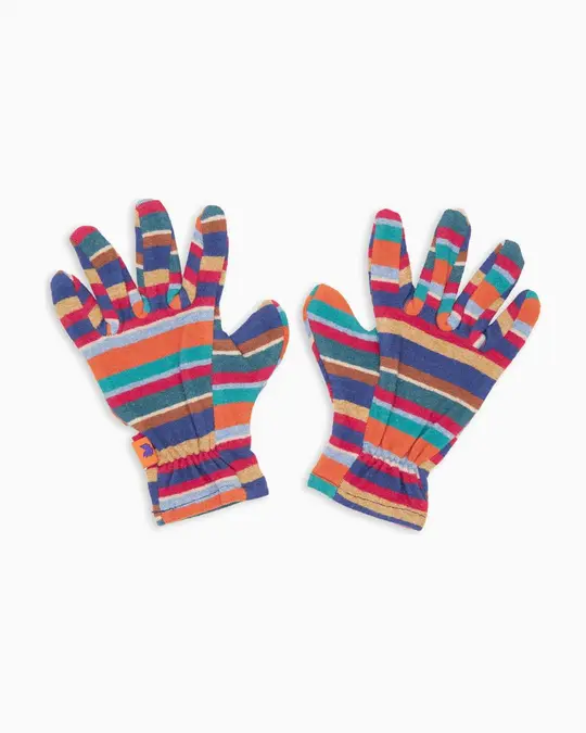 Guanti bambino pile azzurro righe multicolor