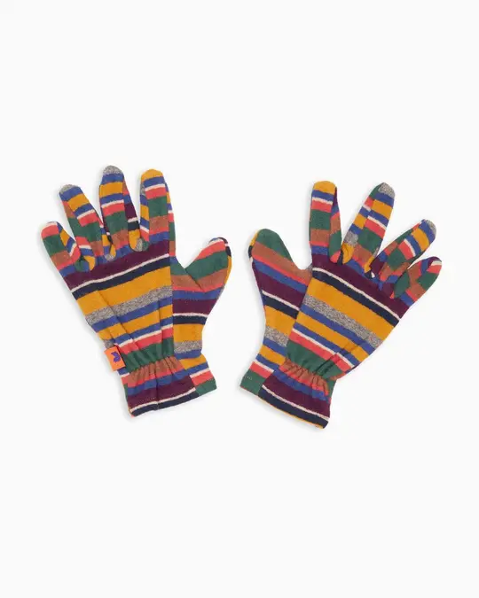 Guanti bambino pile giallo righe multicolor