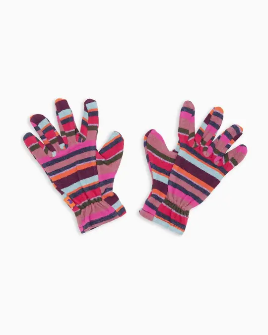 Guanti bambino pile rosa righe multicolor