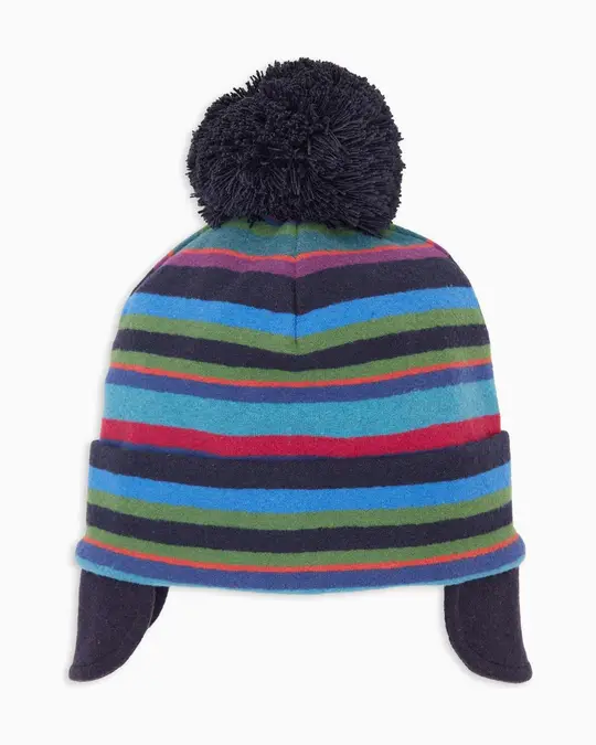 Berretto aviatore bambino pile blu righe multicolor