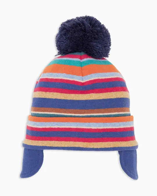 Berretto aviatore bambino pile azzurro righe multicolor