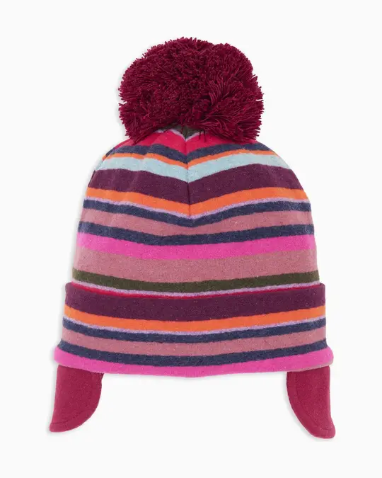 Berretto aviatore bambino pile rosa righe multicolor