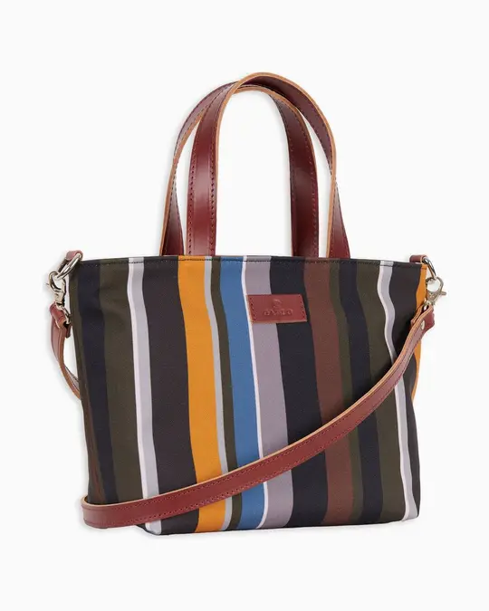 Borsa shopping piccola donna righe multicolor grigio