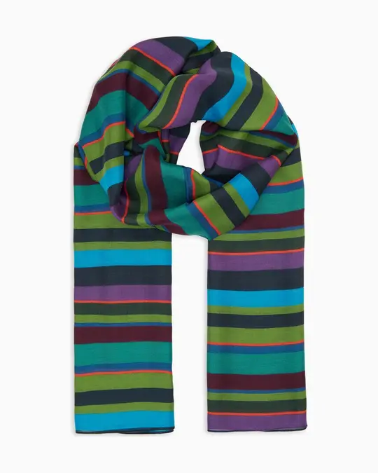 Sciarpa leggera unisex blu righe multicolor