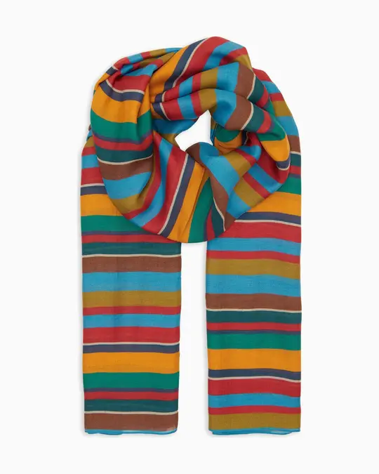 Sciarpa leggera unisex azzurro righe multicolor