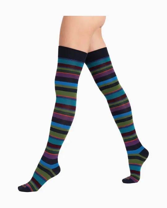 Parigina donna cotone caldo blu righe multicolor