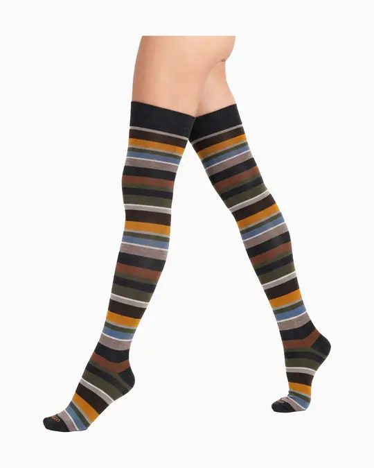 Parigina donna cotone caldo grigio righe multicolor
