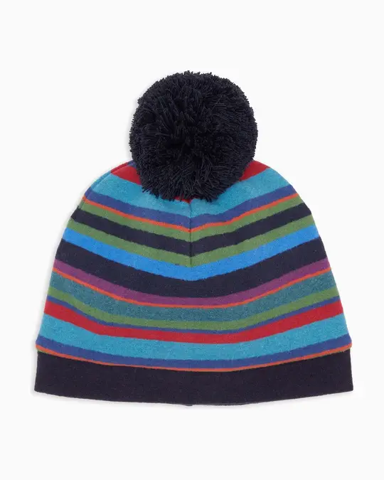 Berretto bambino pile blu righe multicolor