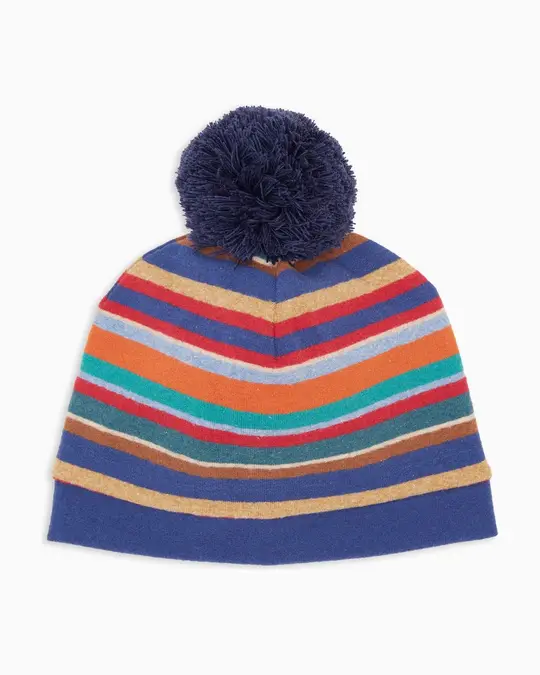 Berretto bambino pile azzurro righe multicolor