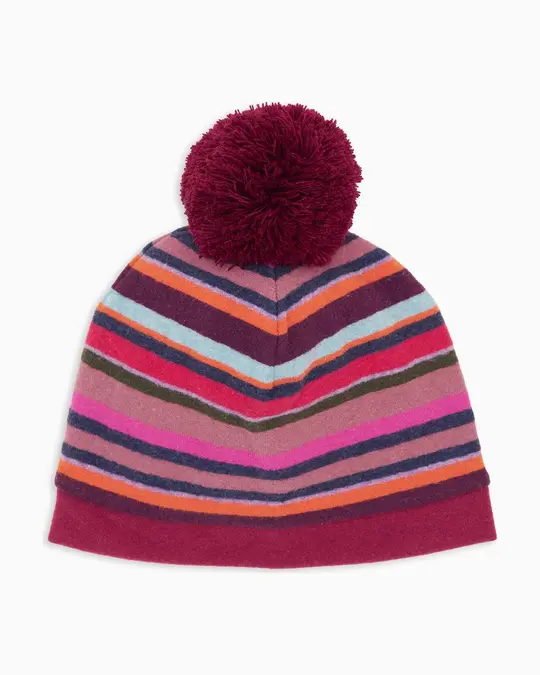 Berretto bambino pile rosa righe multicolor