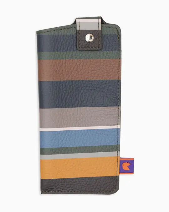 Porta occhiali unisex pelle martellata grigio righe multicolor