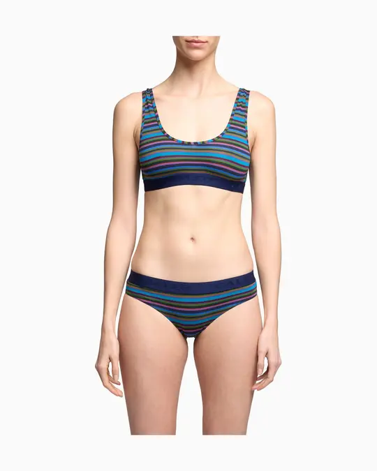 Bralette intimo donna cotone blu righe multicolor