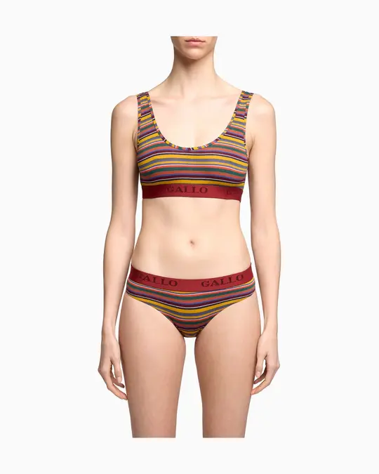Bralette intimo donna cotone giallo righe multicolor