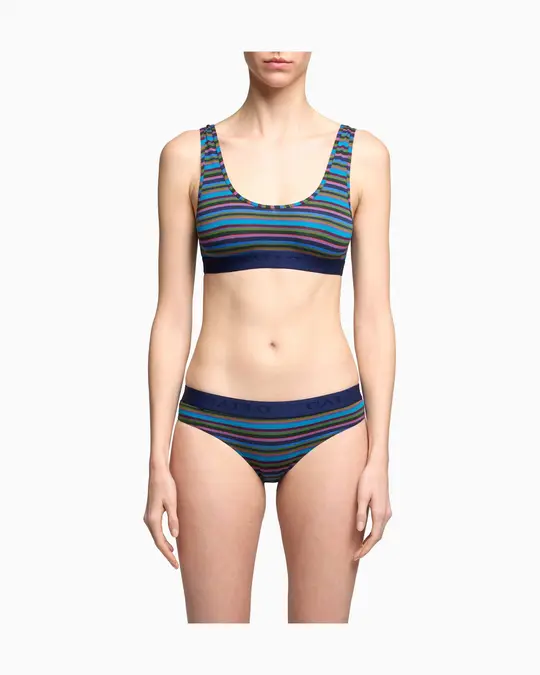 Slip intimo donna cotone blu righe multicolor